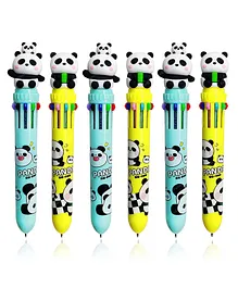 FunBlast 10 Colors Ball pen with Panda Topper Pack of 6 - Multicolour