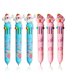 Funblast 10 Colors Ball Pen With Bunny Topper Pack Of 6 - Multicolour