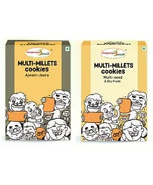Sampoorna Satwik Combo Pack Multi Millets Cookies Ajwain Jeera  & Multiseed Dryfruits -  250 g each