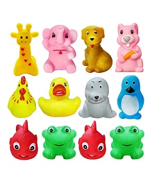 FunBlast Colorful Animal shaped Bath Toys for Baby  Pack of 12 Multicolor