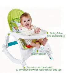 2 in 1 Baby Bouncer Newborn to Toddler Rocker Cum Reclining Chair with Removable Tray & Soothing Vibrations and Music - Green