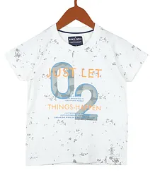 Monte Carlo Half Sleeves Just Let Things Happen Camouflaged Number Printed Tee - Off White
