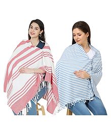 Nene Mother's Multi-Purpose Large Size Nursing Feeding Scarf Wrap Stole Stripes Pack of 2 - Multicolor