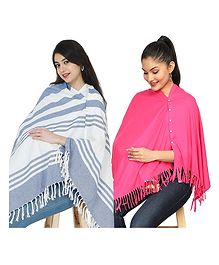 Nene Mother's Multi-Purpose Large Size Nursing Feeding Scarf Wrap Stole Stripes Pack of 2 - Multicolor