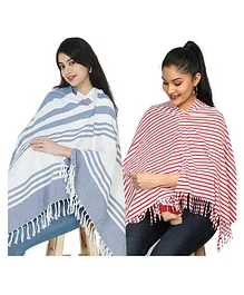 Nene Mother's Multi-Purpose Large Size Nursing Feeding Scarf Wrap Stole Stripes Pack of 2 - Multicolor