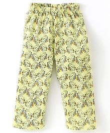 Babyhug Cotton Knit Full Length Pajama with Bunny Print - Yellow
