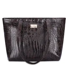 The Clownfish Faux Leather Handbag Crocodile Texture - Dark Brown