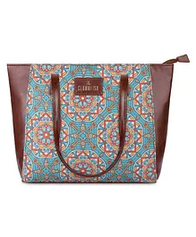 The Clownfish Valentine Printed Handicraft Fabric & Faux Leather Handbag Bag - Light Green