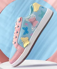 KazarMax Pastel Colour Blocked & Butterfly Applique Detailed Trainers Sneakers - Sky Blue