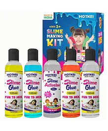 HOTKEI Multicolor Scented DIY Magic Toy Slimy Slime Activator Glue Gel Pack of 5 - 100 ml Each