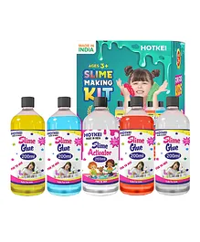 Hotkei Make 40+ Slimes Multicolor Scented DIY Magic Toy Slimy Slime Activator Glue Gel Jelly Putty Making Kit Set Toy For Boys Girls Kids Slime Making Kit 4 Colored Glue 1 Activator - 200 ml Each