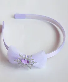 CHOKO Diamond Studded Snowflakes Designed Bow Hair Band - White Purple Silver