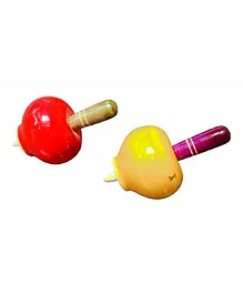 Funwood Games Apple Shaped Wooden Spinning Tops Combo Set of 5 -Assorted Color