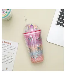 The Procure Store All Over Unicorn Printed Sippers With Bubble Lid  Pink - 500 ml