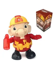 Musical Funny Dancing Fire Fighter Rescue Elephant Robot Toy For Kids with Colorful 3D Light Effects & Music Amazing Dancing Action Moves & Gift For Childrens - Red