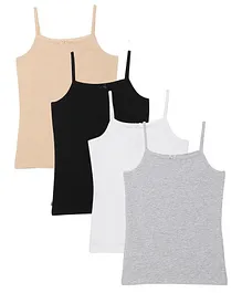 Charm n Cherish Pack Of 4 Sleeveless Solid Camisoles  - Beige, Black  White & Grey