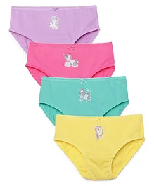 Charm n Cherish 100% Cotton Pack Of 4 Unicorn Printed Panties  - Multi Colour