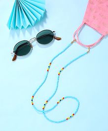 Yellow Chimes Sunglasses or Face Mask Chain with White Beads - Blue