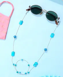 Yellow Chimes Sunglasses or Face Mask Chain with White Beads - Blue