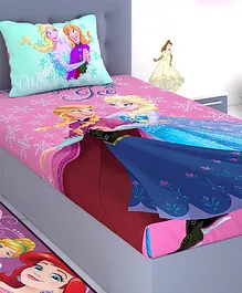 Athom Living Disney Frozen Winter Magic Cotton Single Bedsheet Set - Pink