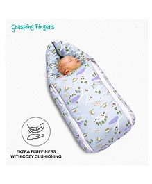 GRASPING FINGERS Pricky Pals 3 in 1 100% Cotton Portable and Light Weight New Born Baby Carry Nest - Blue