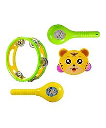 ADKD Tambourine &amp; Maraca Baby Rattle Toy Set for New Born Babies BPA Free &amp; Non Toxic Pack of 4 (Colour May Vary)