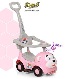 Dash Monkey  3 In 1 Ride On Baby Car with Music & Horn Parental Handle with Safety Harness Ride On - Pink