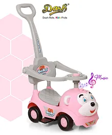 Dash Monkey  3 In 1 Ride On Baby Car with Music & Horn Parental Handle with Safety Harness Ride On - Pink