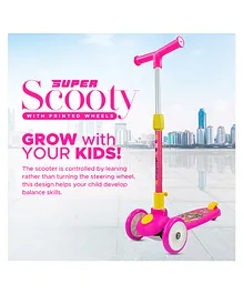NHR Smart Kick Scooter with 3 Level Adjustable Height & Foldable Stricture- Pink