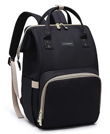 Motherly Crown Melange Fabric Diaper Bag for Mothers for Travel with Warranty | Spacious Diaper Bags for Mom | Baby Bag for Mother Travel -Golden Zip, Black & Grey