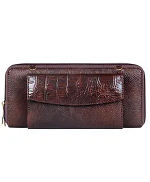 The Clownfish Radiance Series Wallet with Front Snap Flap Mobile Pocket - Dark Brown