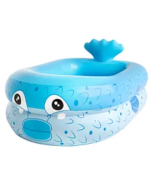 Inflatable Baby Bath Tub with Manual Pump Fish Design & Print - Blue