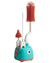 Adore Li'l Dino  3 in 1 Bottle Cleaning Brush kit with Drying Stand with Food Grade Silicone Bristles - Mint Green