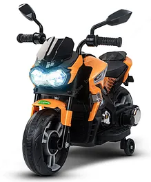 Baybee Kids Electric Rechargeable Battery Operated Ride on Bike for Kids with Music USB Port & LED Lights - Orange
