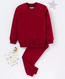 Nite Flite Full Sleeves Solid Night Suit - Red