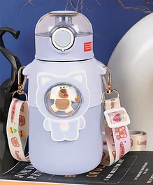 Passion Petals Teddy Stainless Steel Sipper Water Bottle BPA Free And Leakproof Thermosteel Double Walled Insulated Vaccum Thermos Flask Blue - 550 ml