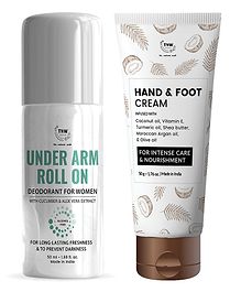 TNWThe Natural Wash Combo of 2 Under Arm Roll on Deodorant 50ml & Hand & Foot Cream 50g