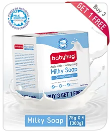 Babyhug Daily Rich Moisturising Milky Soap 4 x 75 g - Buy 3 Get 1 Free
