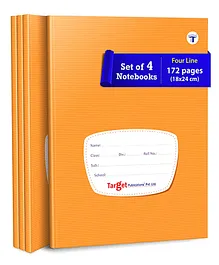 Target Publications Red and Blue Line Small Notebooks Pack of 4 - 172 Pages Each