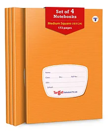 Target Publications Medium Square Maths Notebooks Pack of 4 - 172 Pages Each