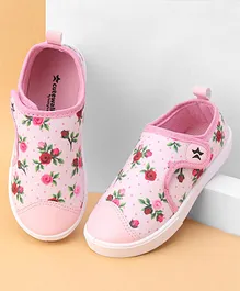 Cute Walk by Babyhug Casual Shoes Floral Print With Velcro Closure - Light Pink