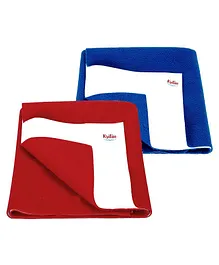 Kritiu Baby Smart Dry Sheet Bed Protector Sheet Size Small Pack Of 2 - Red & Blue