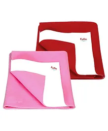 Kritiu Baby Smart Dry Sheet Bed Protector Sheet Size Small Pack Of 2 - Red & Pink
