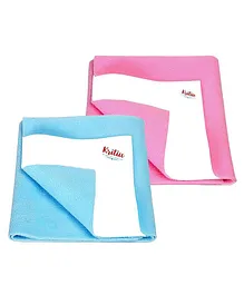 Kritiu Baby Smart Dry Sheet Bed Protector Sheet Size Small Pack Of 2 - Skyblue & Pink