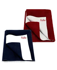 Kritiu Baby Smart Dry Sheet Bed Protector Sheet Size Small Pack Of 2 - Navyblue & Maroon