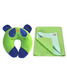 Kritiu Baby Supporter Pillow & Dry Sheet Combo Pack Of 2 - Green