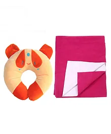 Kritiu Baby Supporter Pillow & Dry Sheet Combo Pack Of 2 - Orange & Magenta