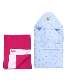 Kritiu Baby Drysheet & Sleeping Bag Combo Pack Of 2 - Magenta & Blue