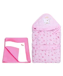 Kritiu Baby Drysheet & Sleeping Bag Combo Pack Of 2 - Pink