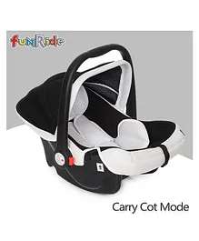 Fun Ride Cozy Baby Carry Cot with Canopy  4 in 1 Multi Purpose Kids Carry Cot, Infant Rear Facing Car Seat, Rocker for Infant Babies  for 0 to 15 Months Weight Capacity Upto 13 Kgs White